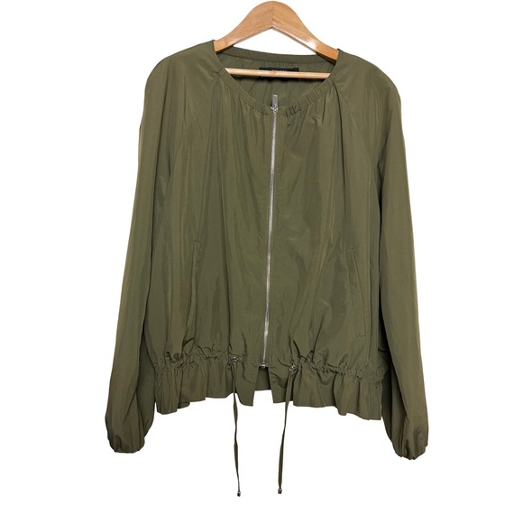 Zara Jackets & Blazers - Zara Basic Womens XL Olive Green Full Zip Windbreaker Jacket Drawstring Hem